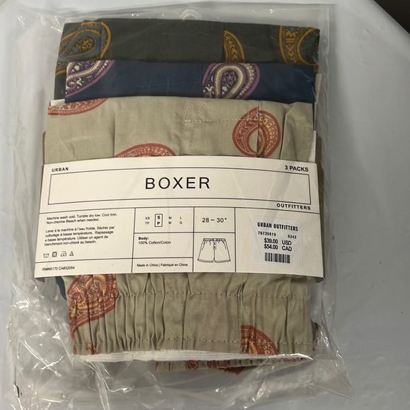 💥3/$30💥NWT - Urban Outfitters Paisley Woven Boxer Short 3-Pack - Small - Picture 3 of 6